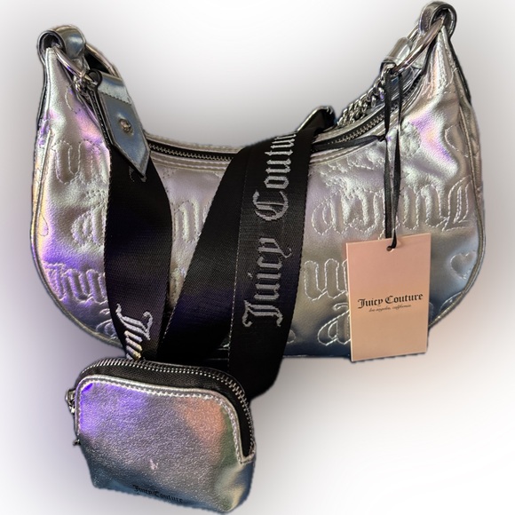 Juicy Couture NWT Metallic Silver Half Moon Crossbody | Factory Flaws - Picture 9 of 10